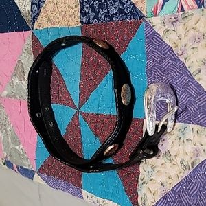 Gently Used- Ladies Western Black Leather Silver Belt